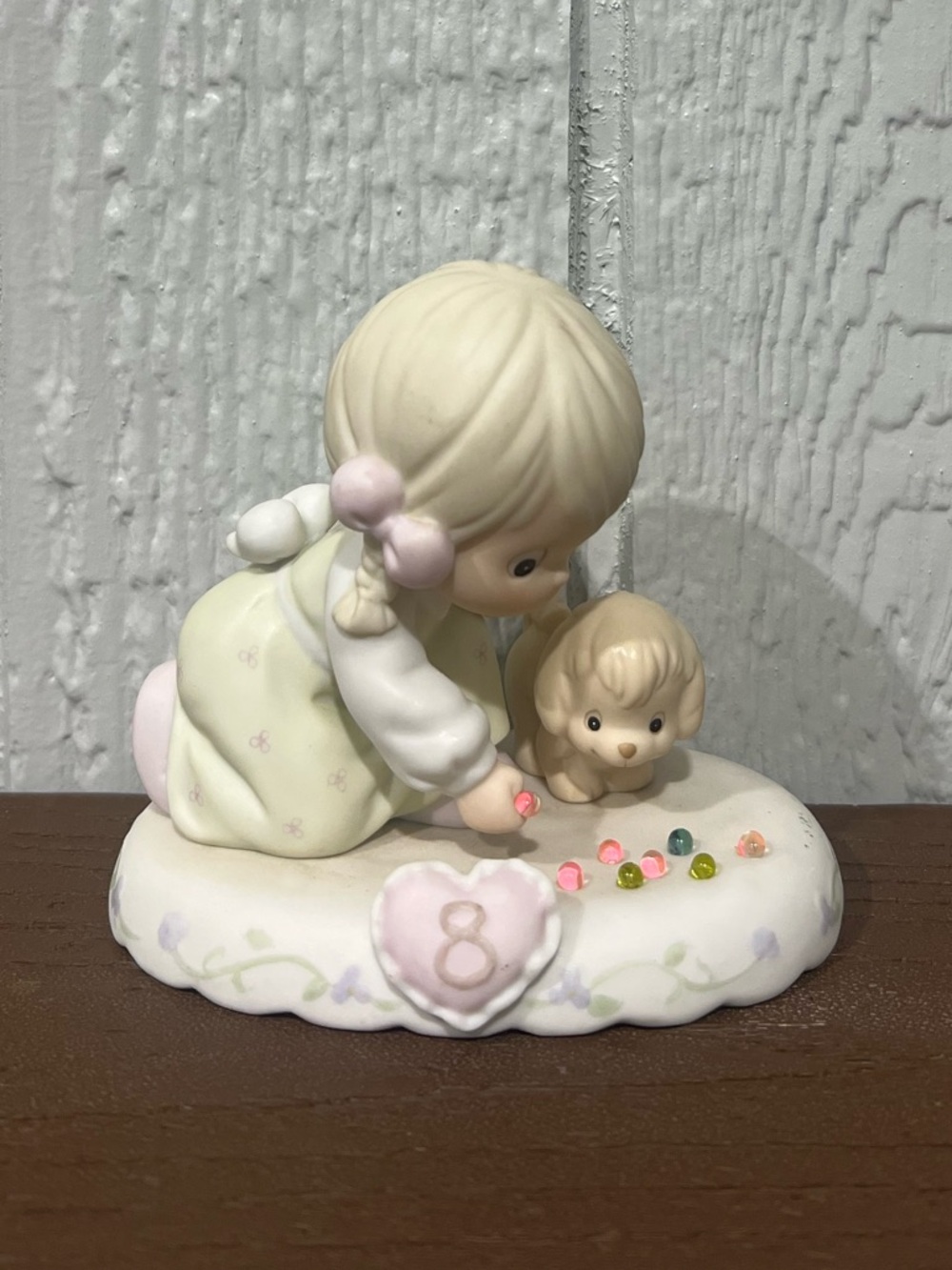 Precious Moments Growing in Grace Blonde Girl  with Puppy -Birthday #8